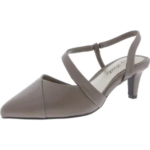 Emerald Womens Padded Insole Faux Leather Slingback Heels