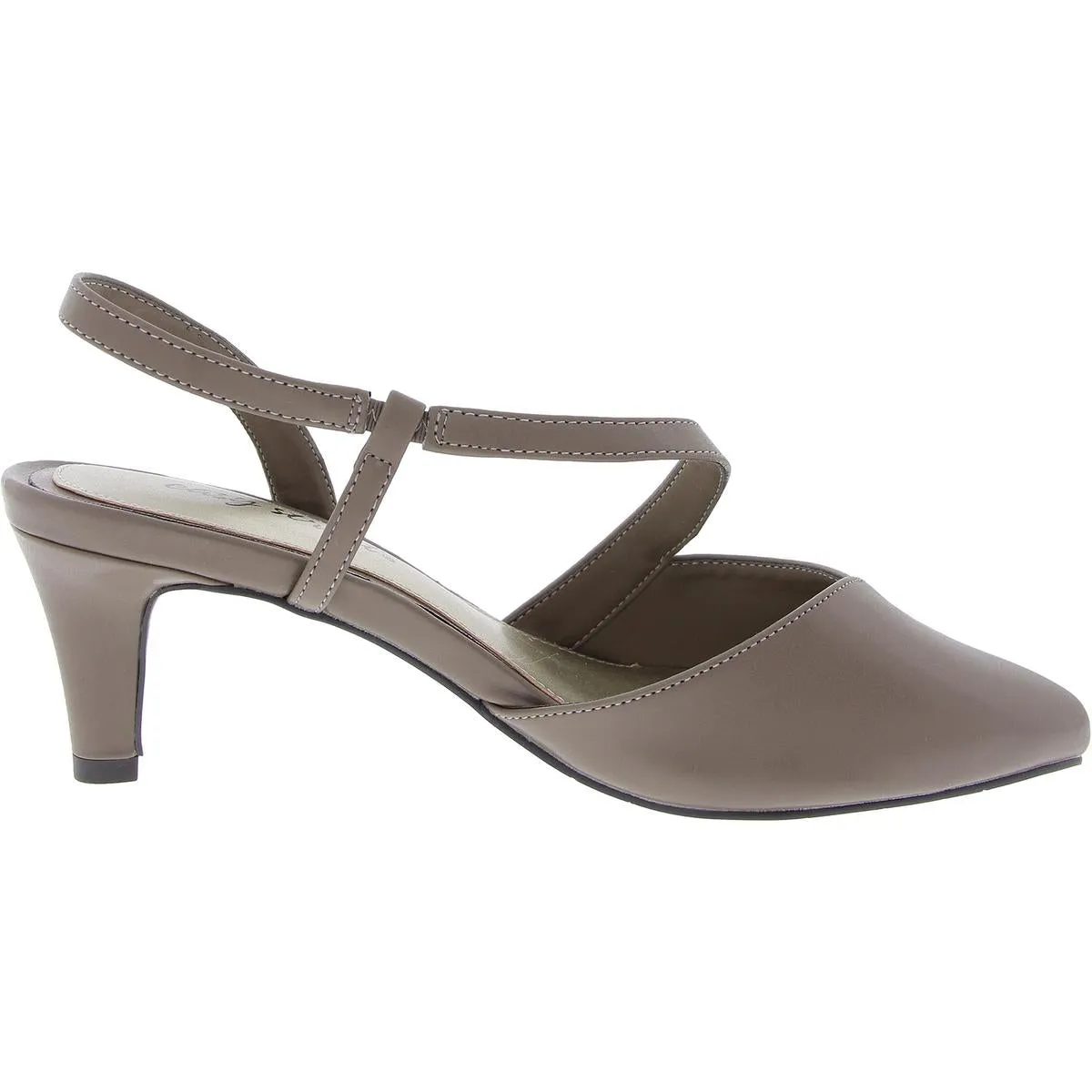 Emerald Womens Padded Insole Faux Leather Slingback Heels