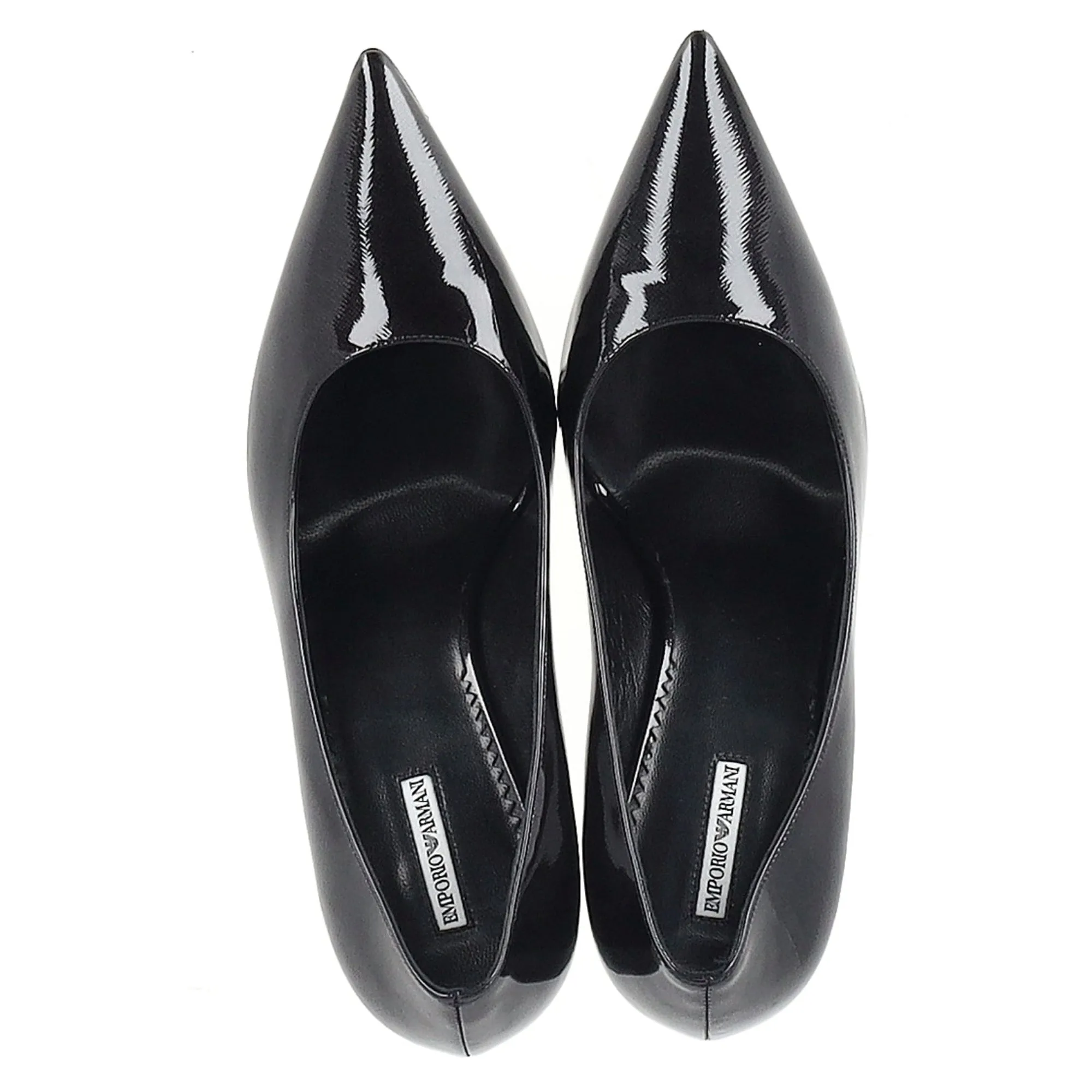 Emporio Armani Pointed Pumps in Black Patent Leather