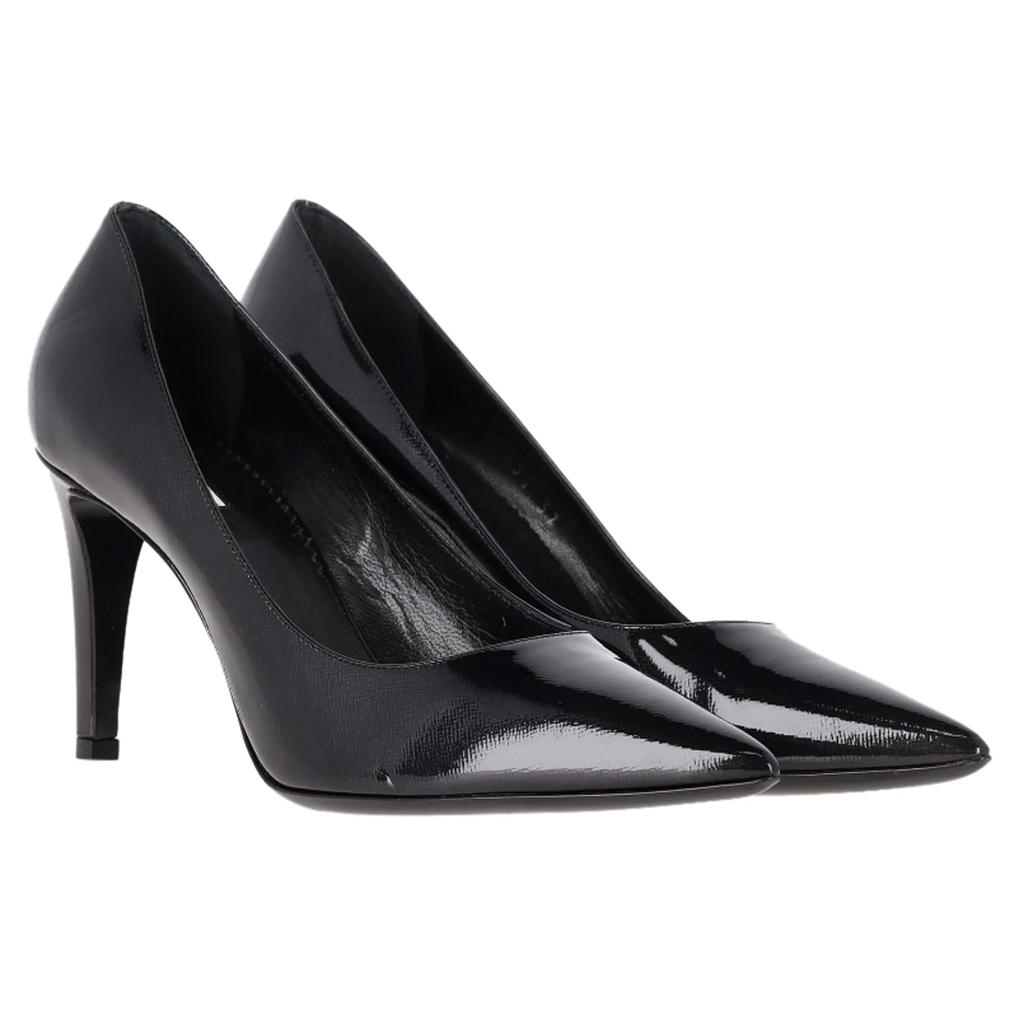 Emporio Armani Pointed Pumps in Black Patent Leather