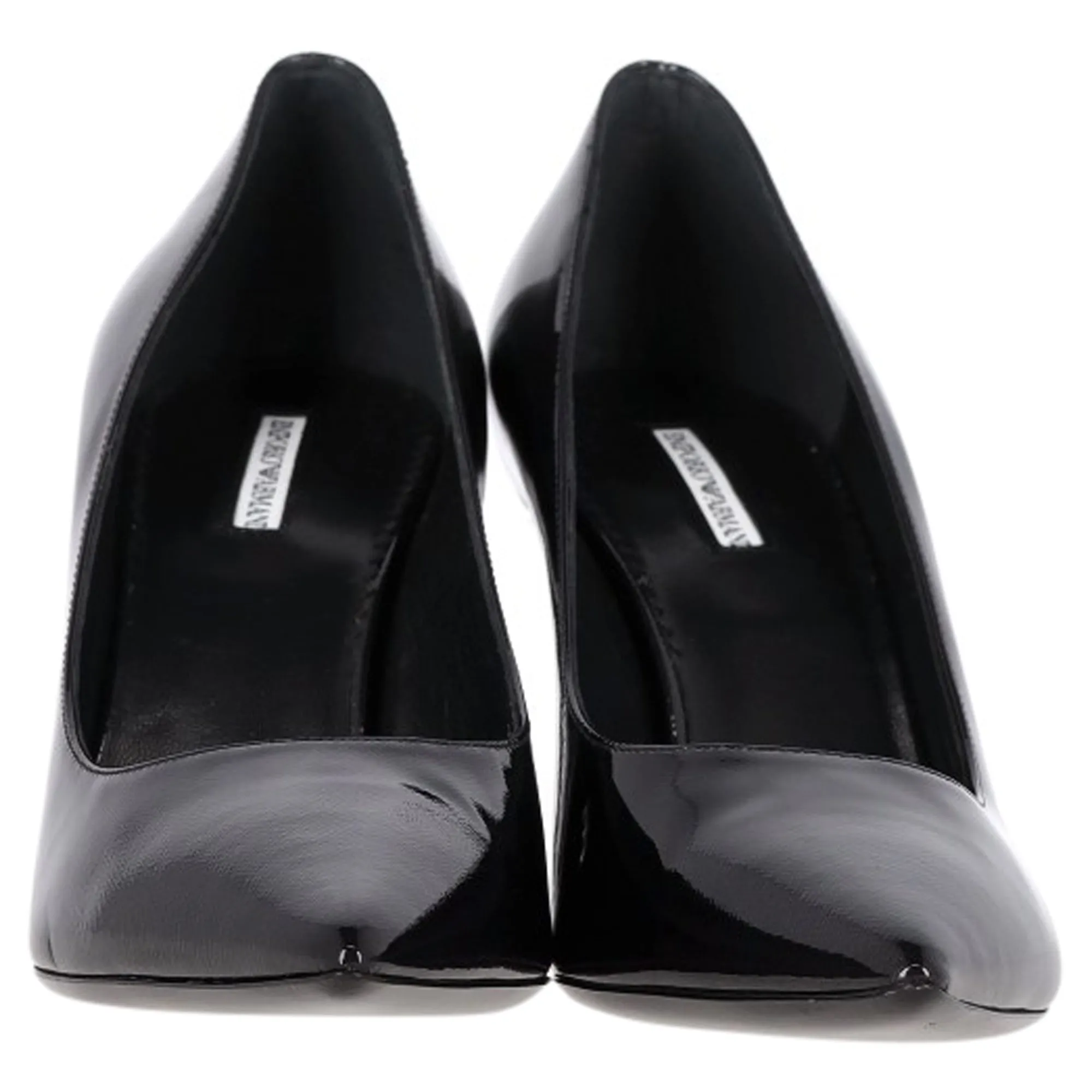 Emporio Armani Pointed Pumps in Black Patent Leather