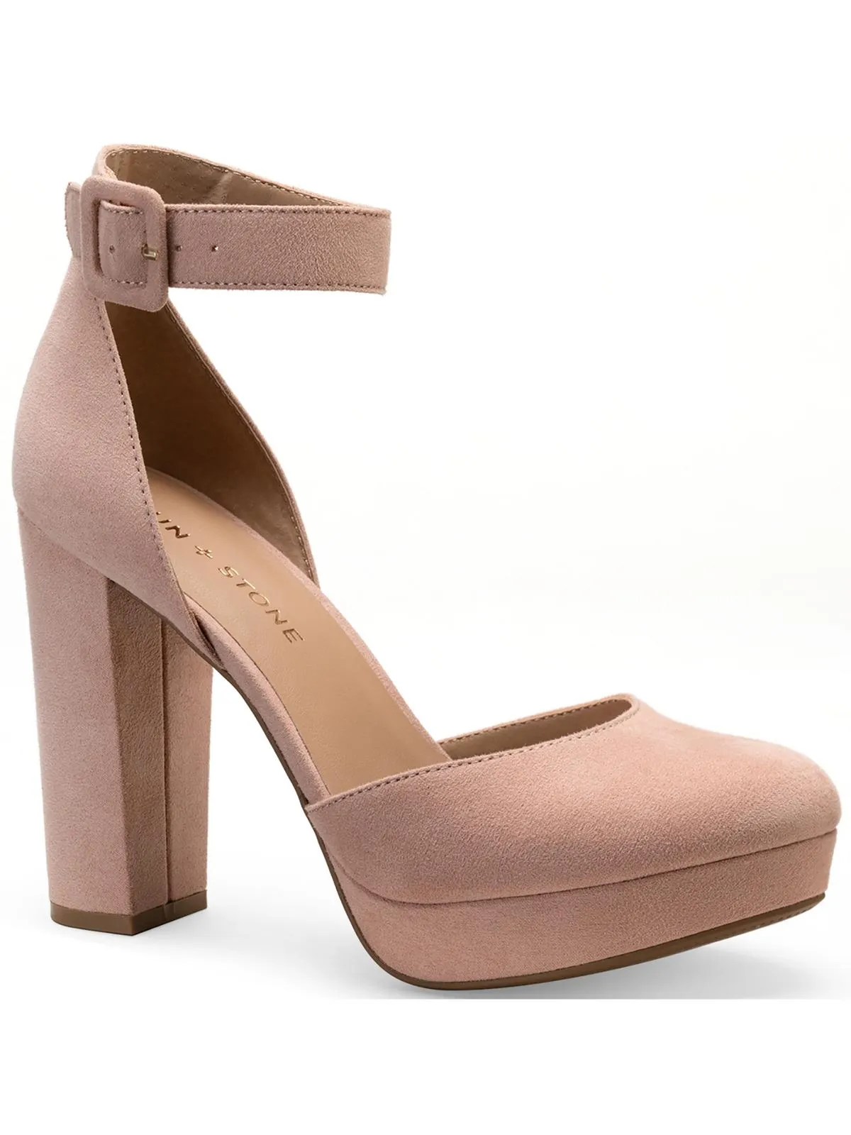 Estrella Womens Microsuede Ankle Strap Dress Heels