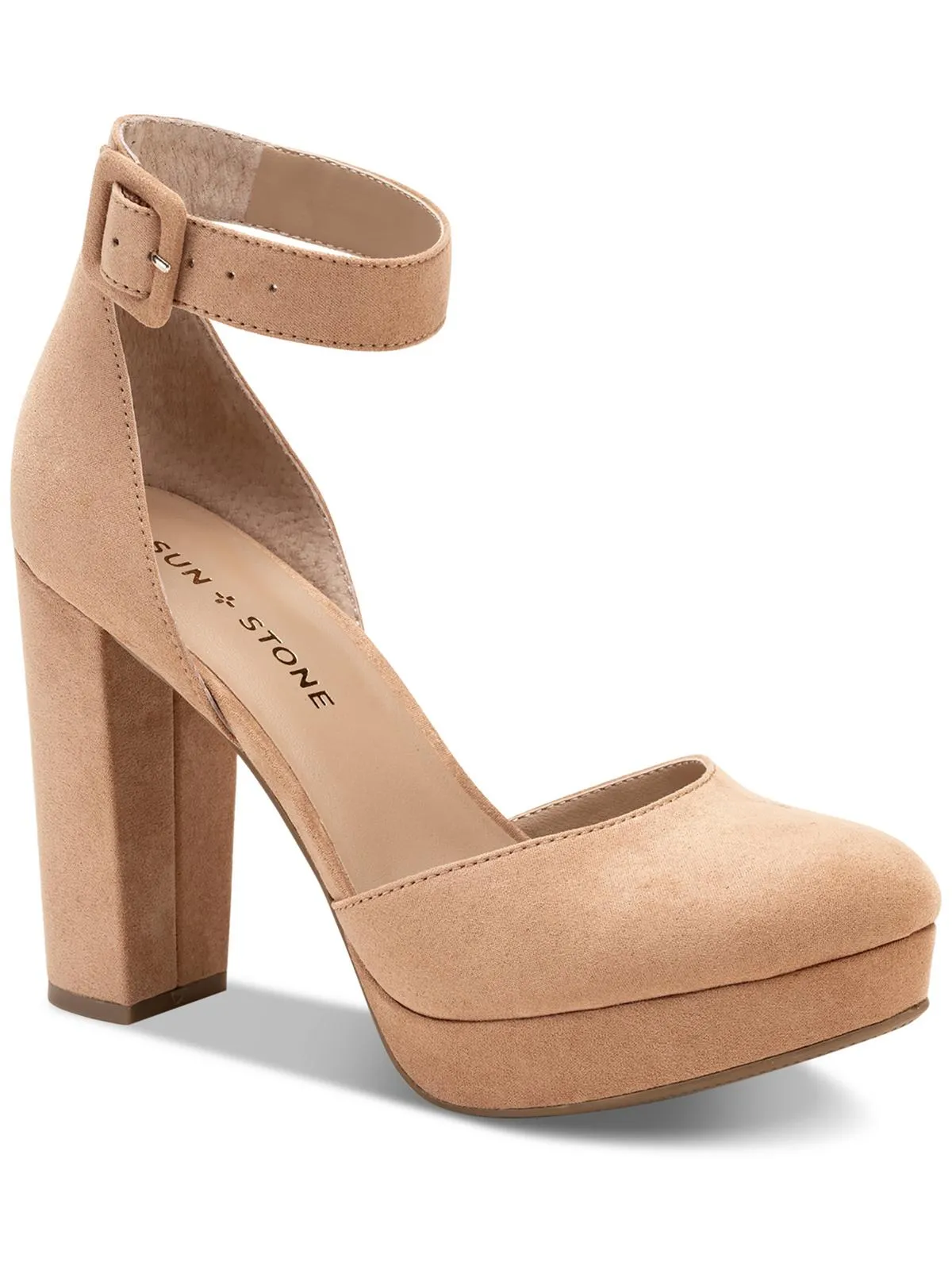 Estrella Womens Microsuede Ankle Strap Dress Heels