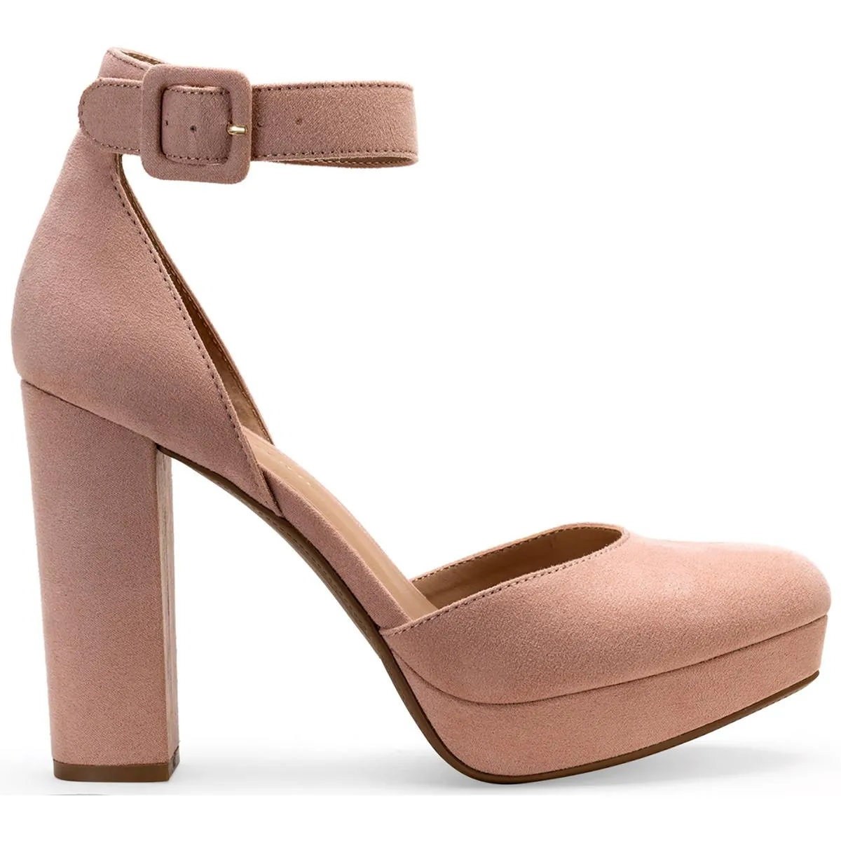 Estrella Womens Microsuede Ankle Strap Dress Heels