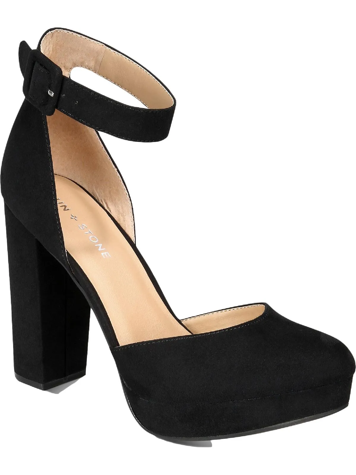 Estrella Womens Microsuede Ankle Strap Dress Heels