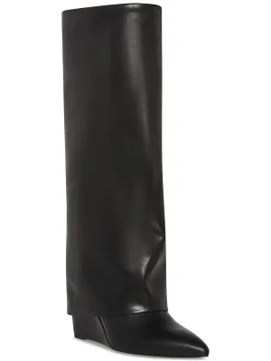 Evander Womens Faux Leather Cuffed Knee-High Boots