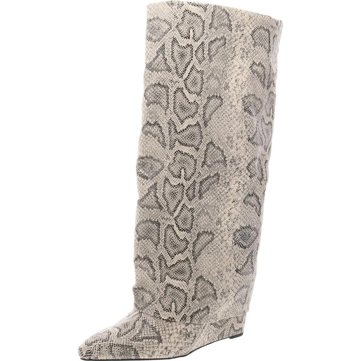 Evander Womens Faux Leather Cuffed Knee-High Boots