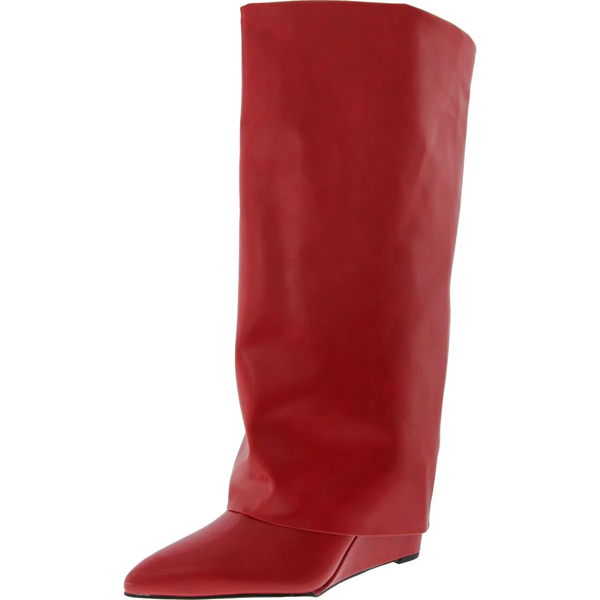 Evander Womens Faux Leather Cuffed Knee-High Boots
