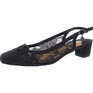 Faleece Womens Rhinestone Slingback Heels