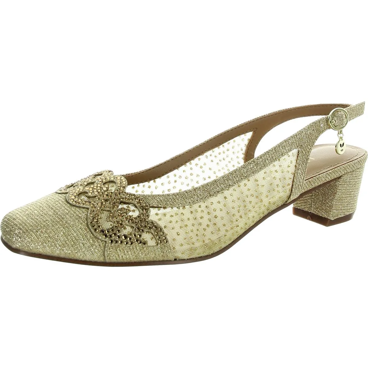 Faleece Womens Rhinestone Slingback Heels