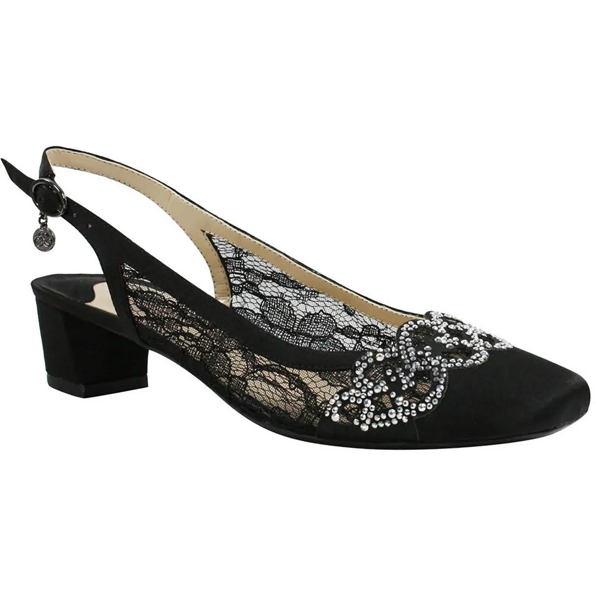 Faleece Womens Rhinestone Slingback Heels