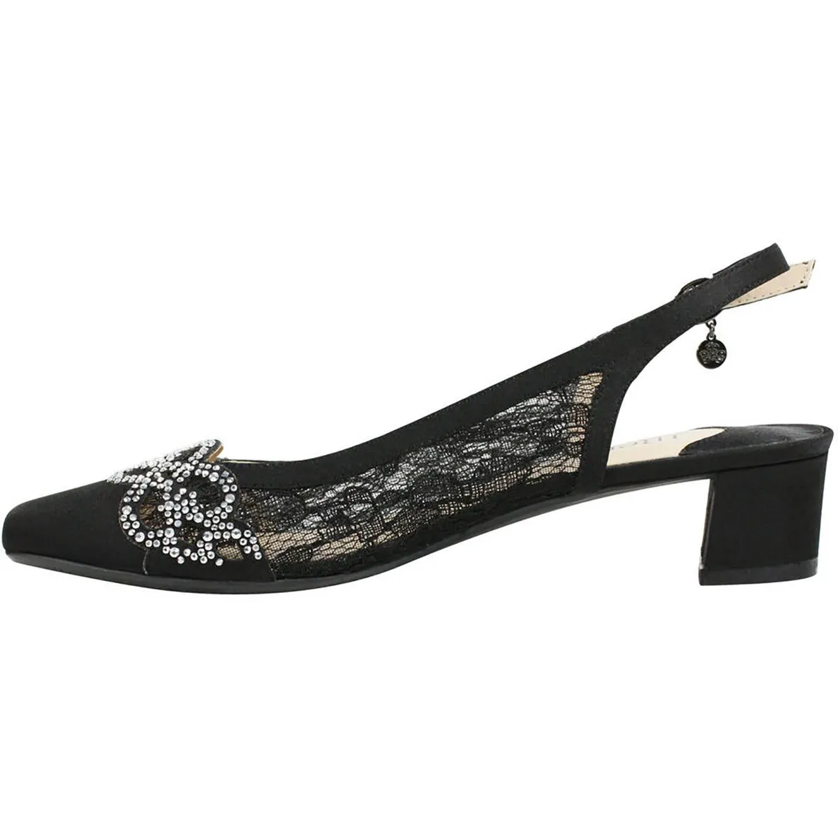 Faleece Womens Rhinestone Slingback Heels