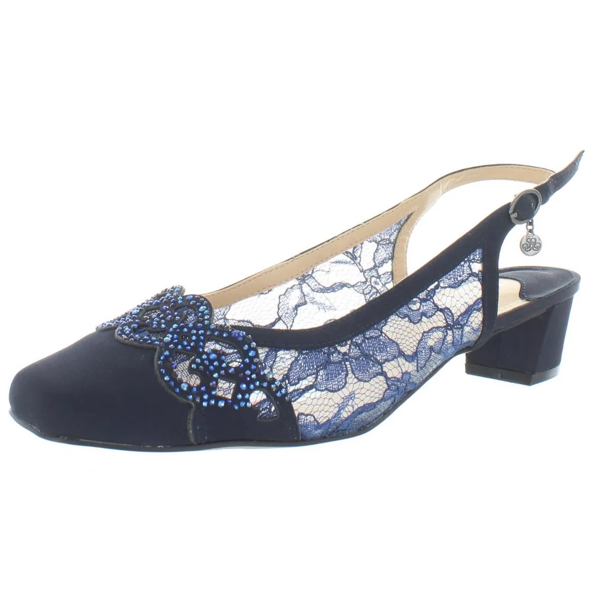 Faleece Womens Rhinestone Slingback Heels