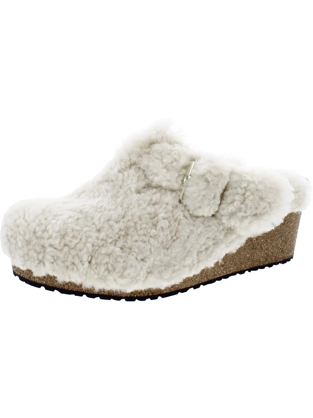 FANNY TEADY Womens Shearling Slip On Wedge Heels