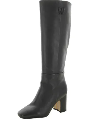 Faren Womens Leather Square Toe Knee-High Boots
