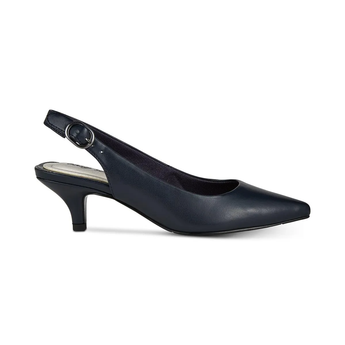 Faye Womens Faux Leather Pointed Toe Kitten Heels