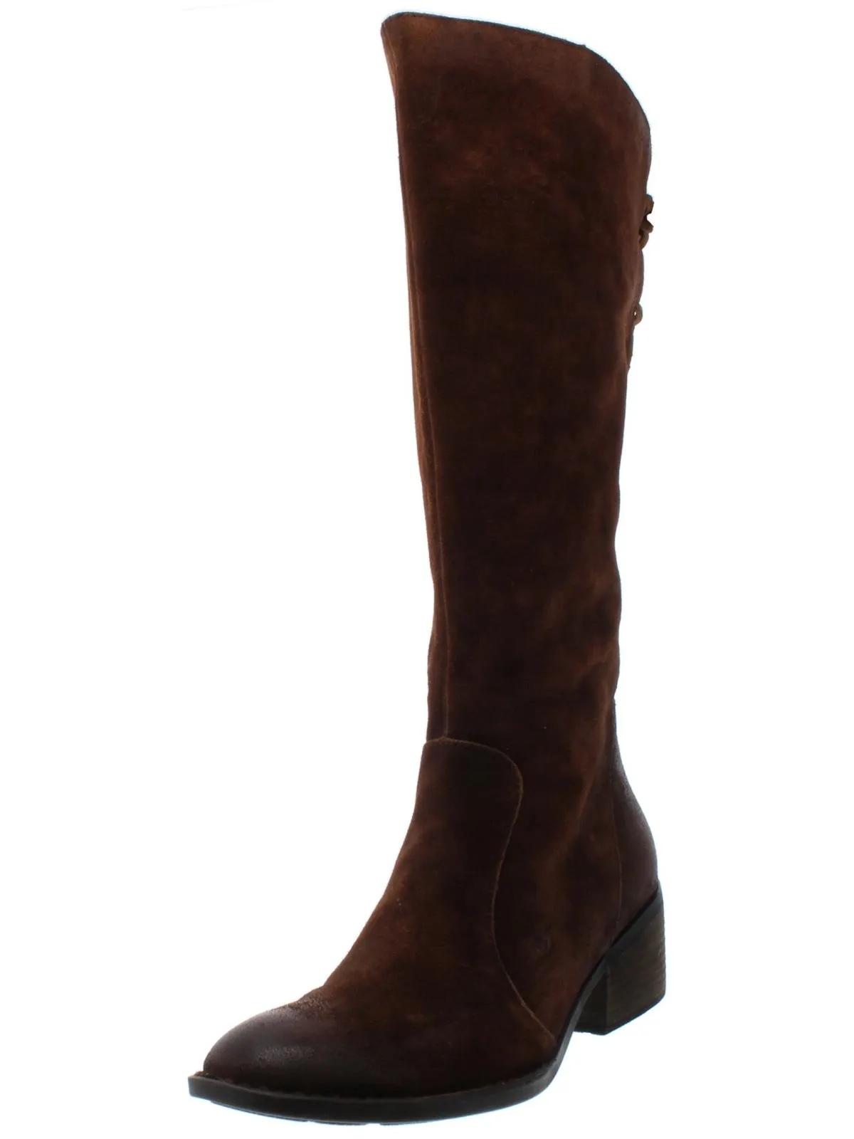 Felicia Womens Distressed Stacked Heel Knee-High Boots