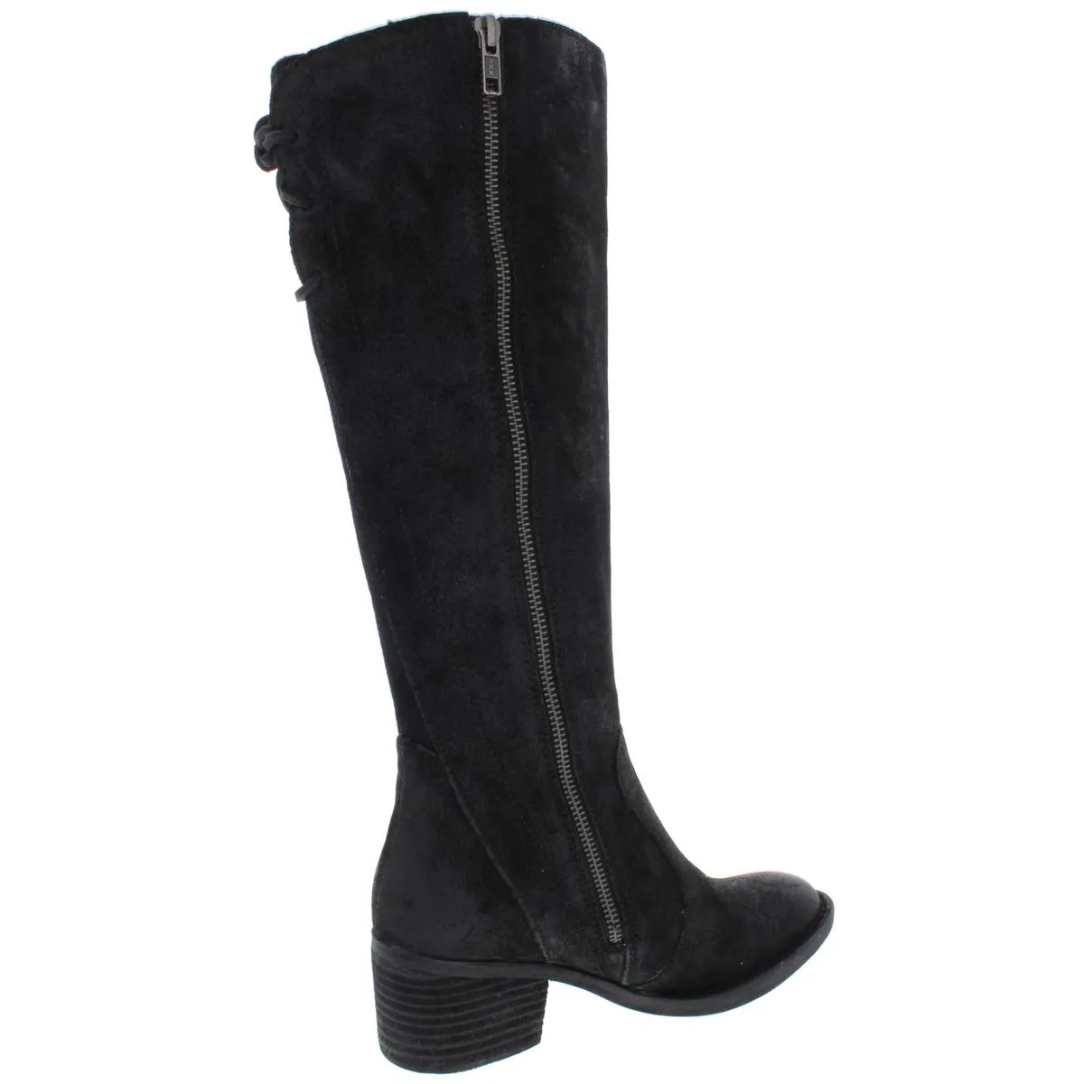 Felicia Womens Distressed Stacked Heel Knee-High Boots
