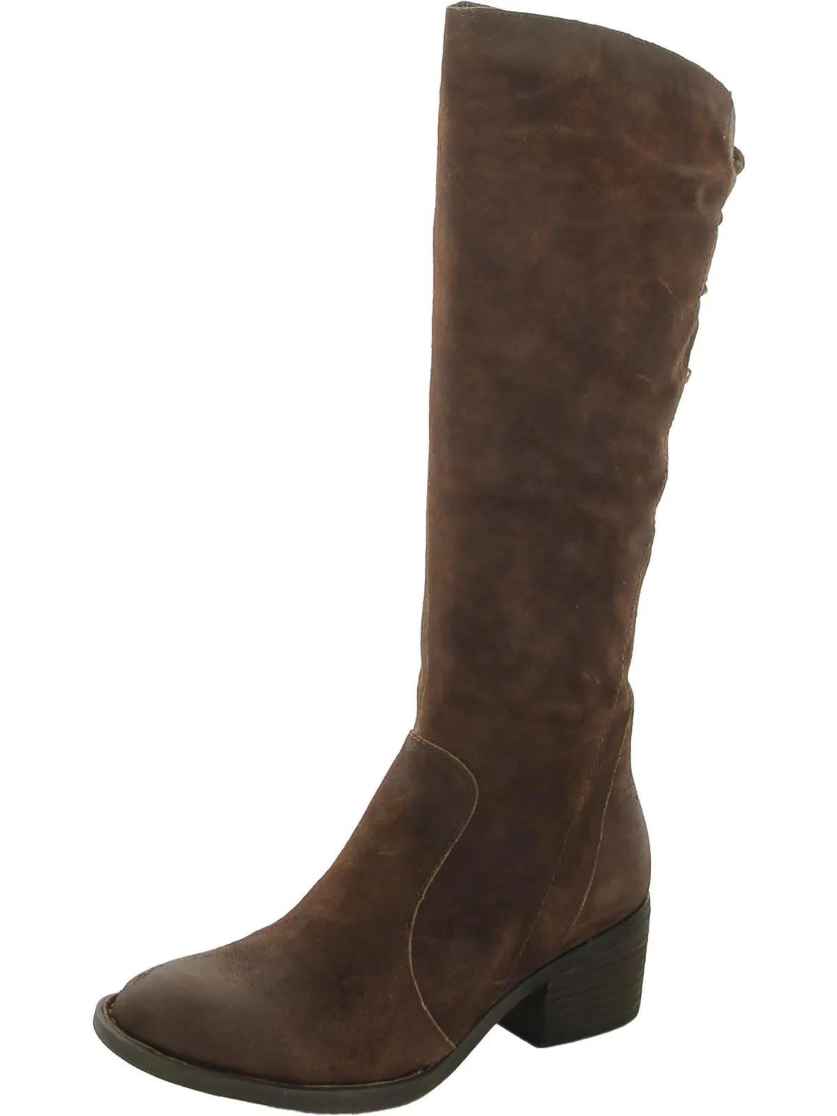 Felicia Womens Distressed Stacked Heel Knee-High Boots