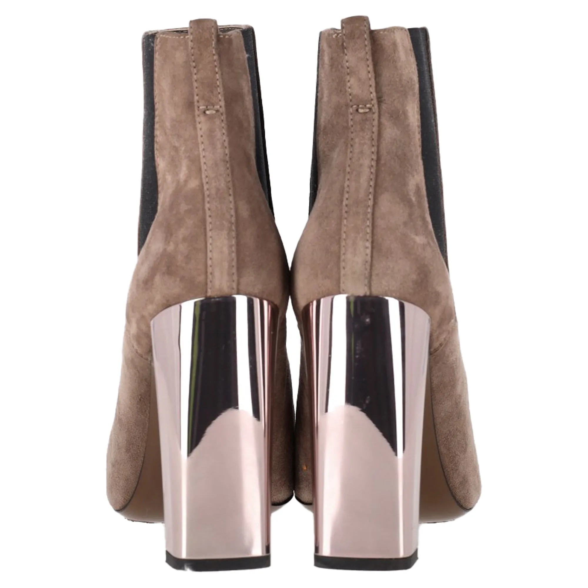 Fendi High-Heeled Chelsea Boots in Brown Suede