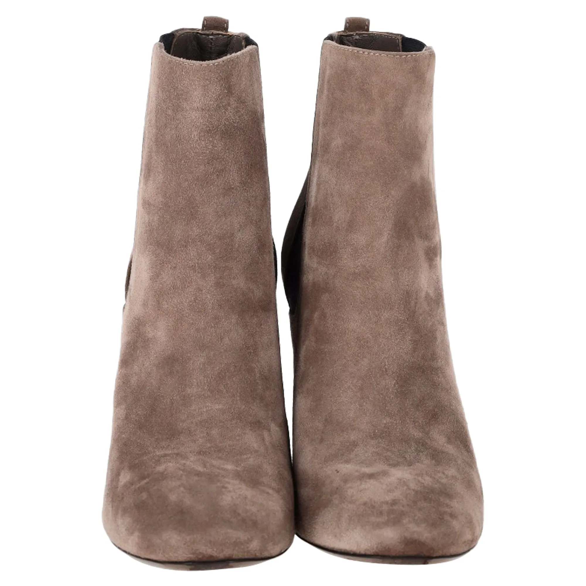 Fendi High-Heeled Chelsea Boots in Brown Suede