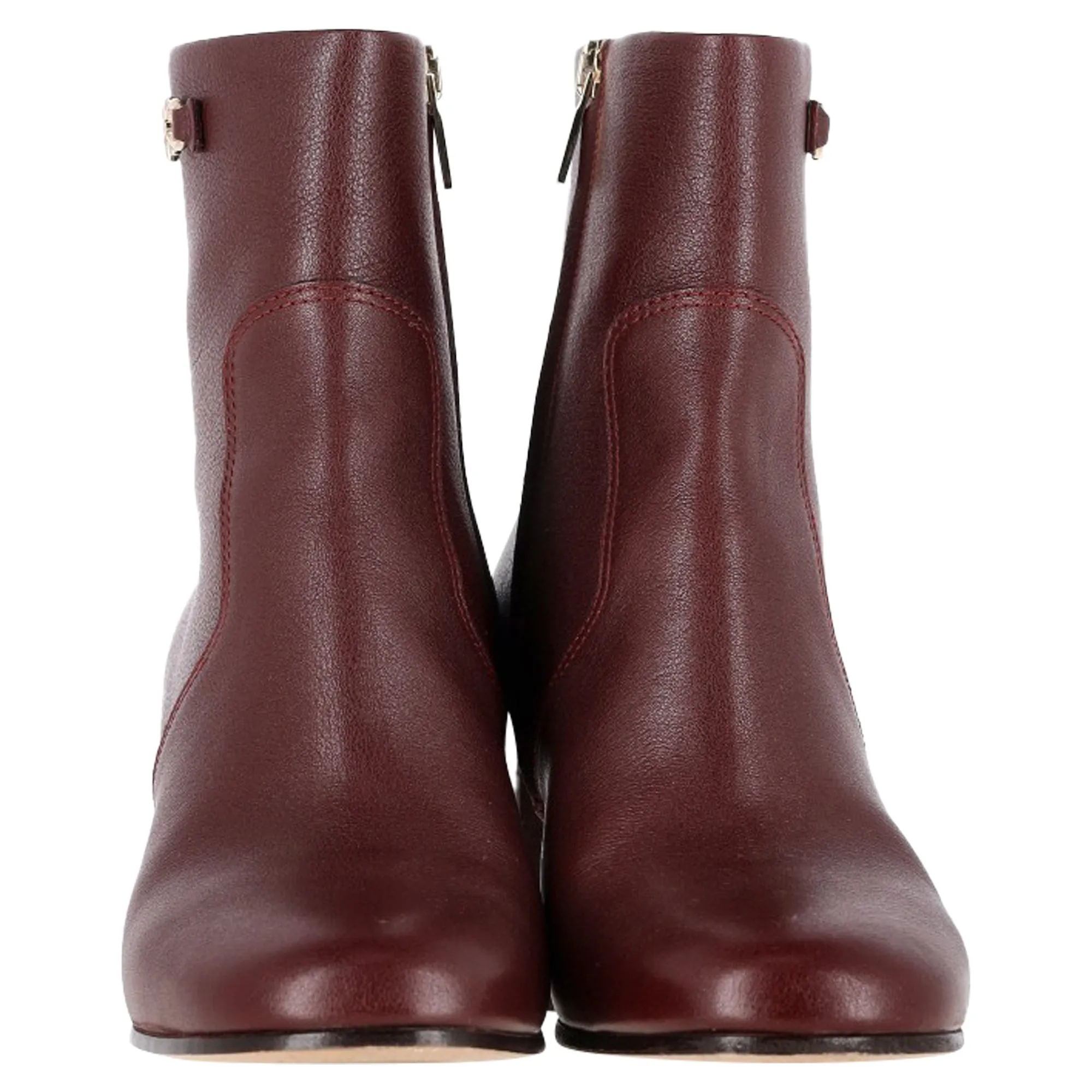 Ferragamo Otello Buckle-Detail Ankle Boots in Burgundy Leather