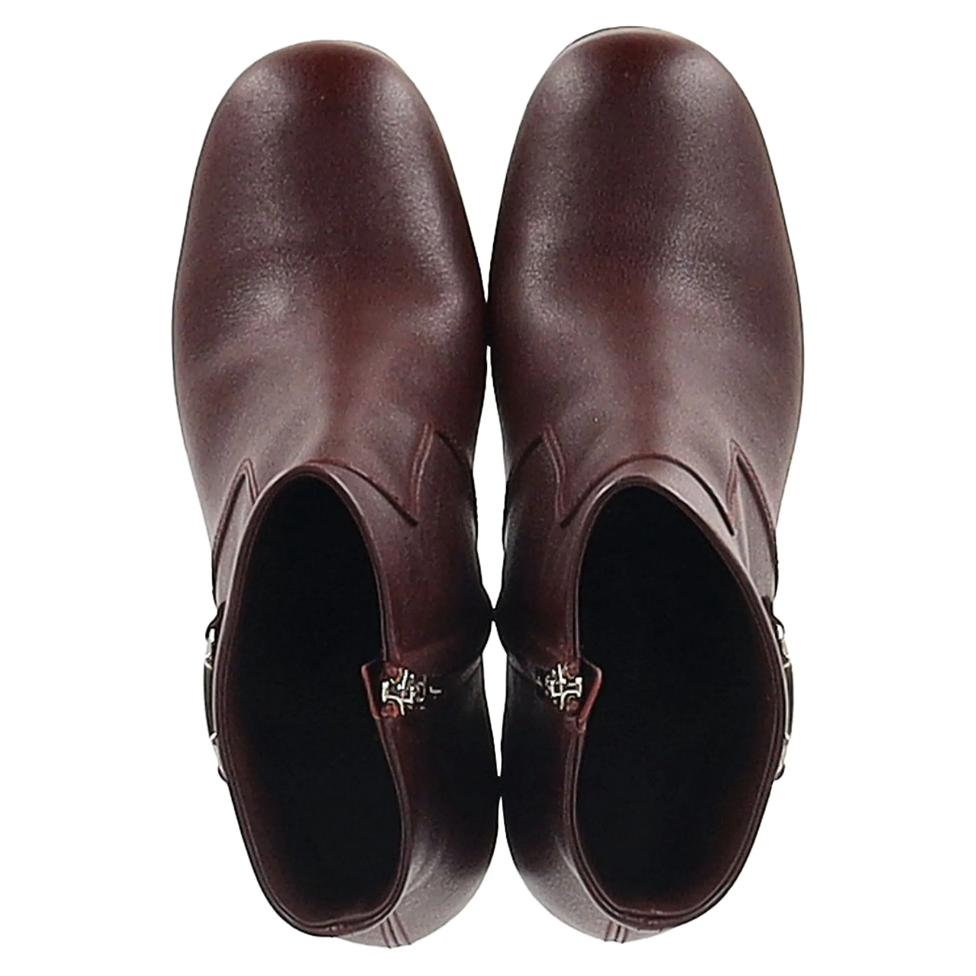 Ferragamo Otello Buckle-Detail Ankle Boots in Burgundy Leather