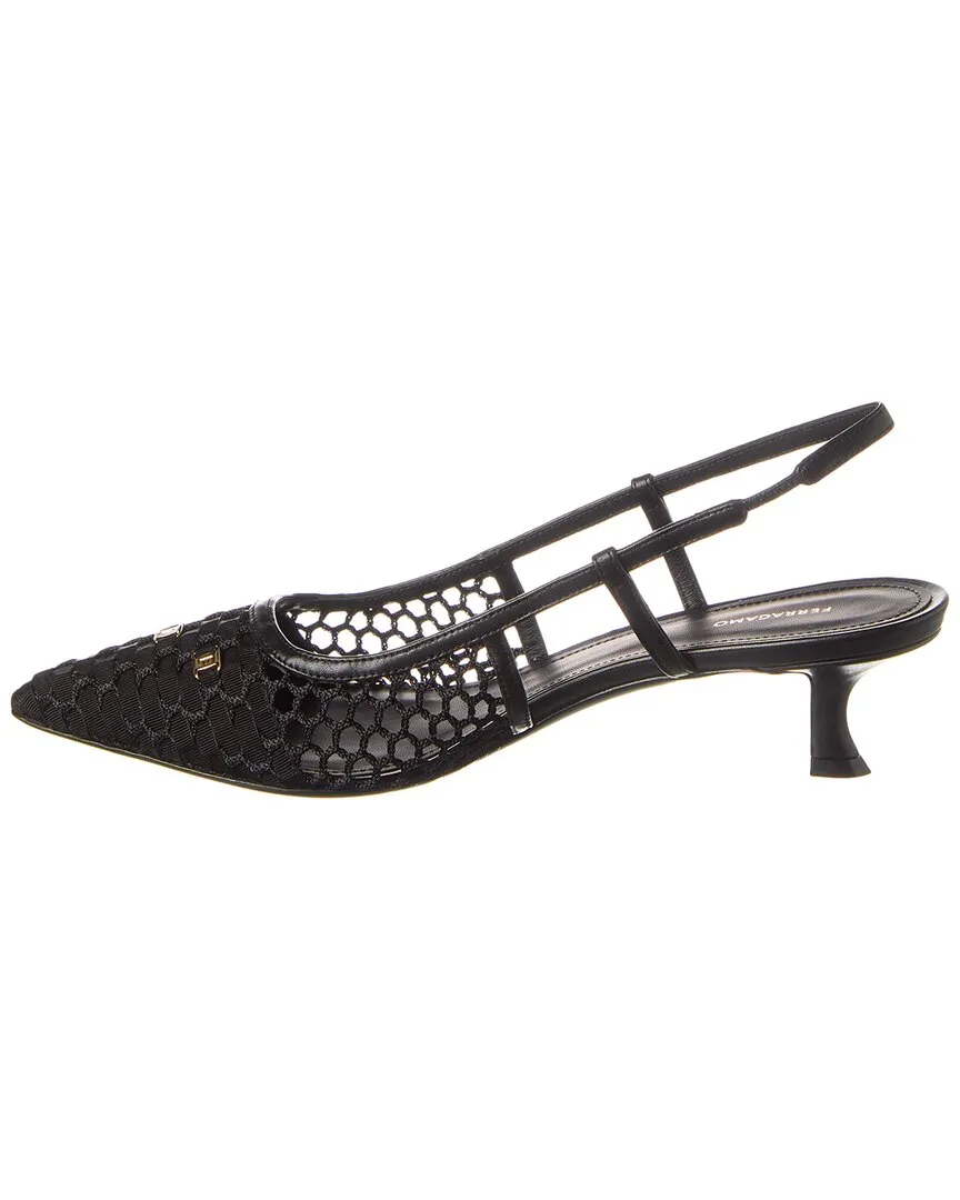 Ferragamo Vara Chain Mesh & Leather Slingback Pump