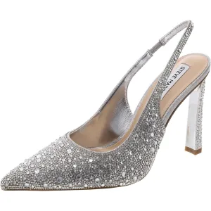 Fete Womens Rhinestone Synthetic Slingback Heels
