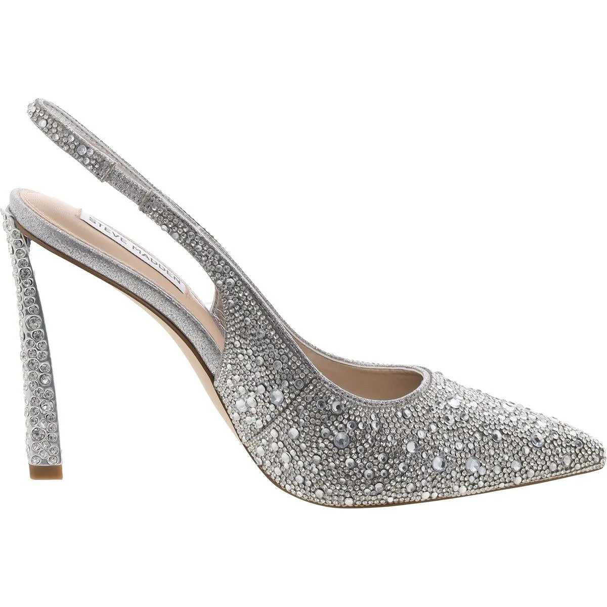 Fete Womens Rhinestone Synthetic Slingback Heels