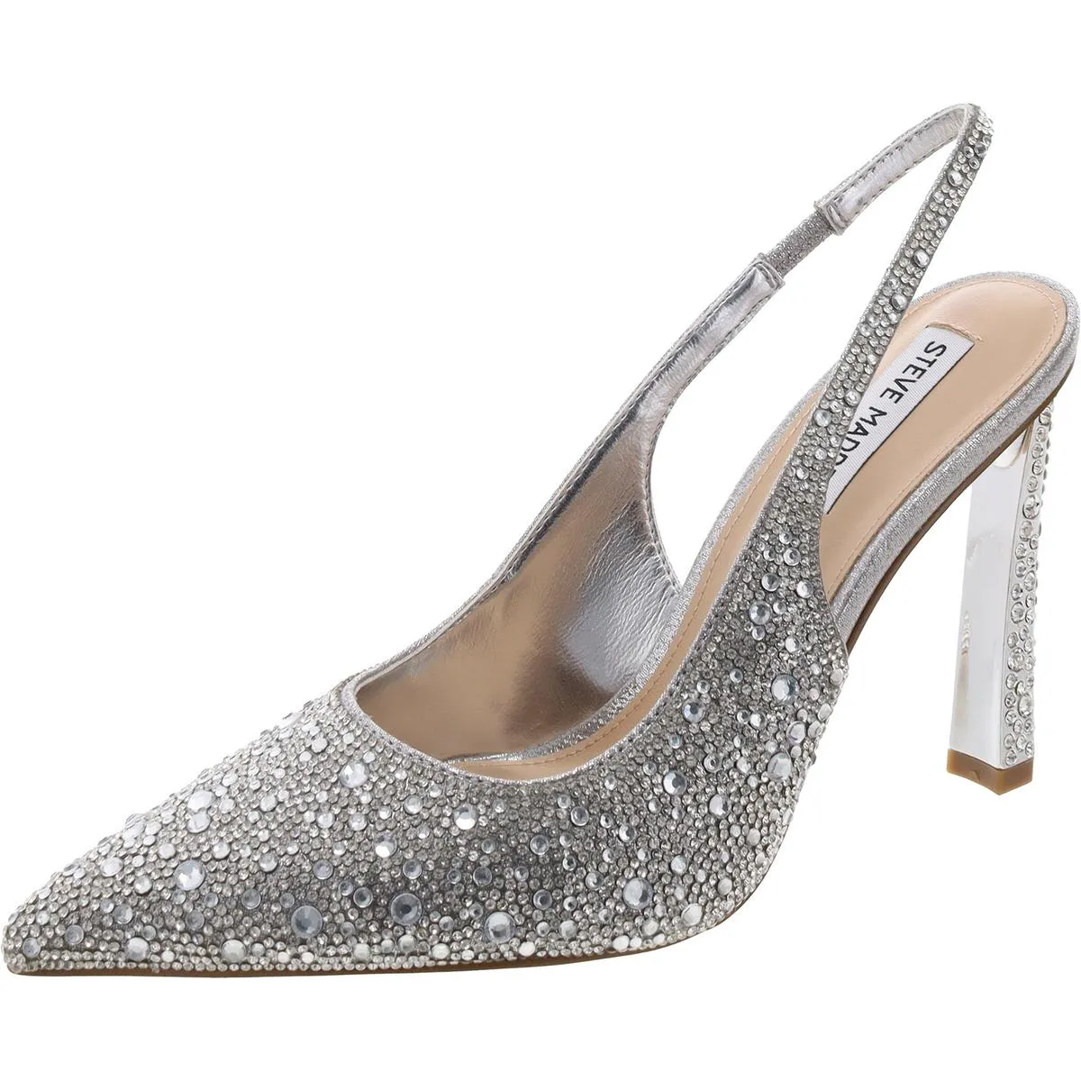 Fete Womens Rhinestone Synthetic Slingback Heels