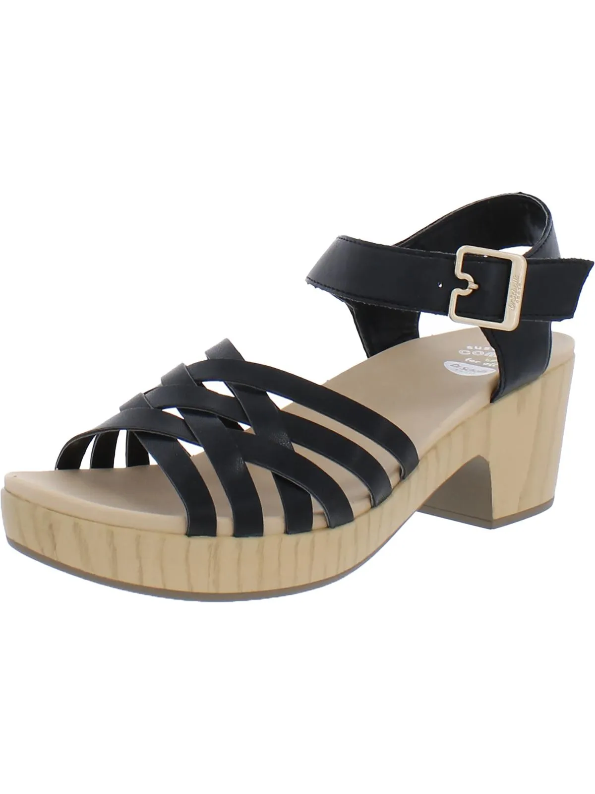 First Of All Womens Faux Leather Ankle Strap Heels