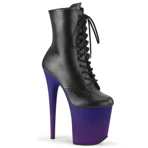 FLAMINGO-1020BP Black Faux Leather/Blue-Purple Ombre