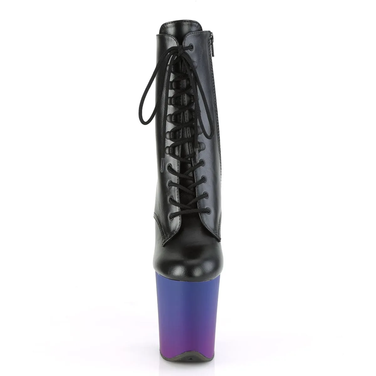 FLAMINGO-1020BP Black Faux Leather/Blue-Purple Ombre