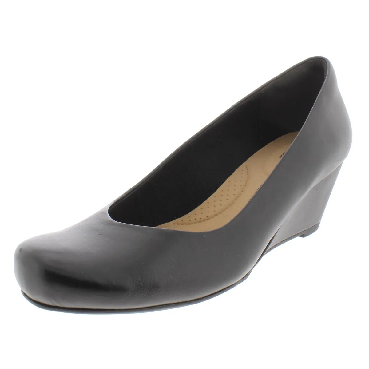 Flores Tulip Womens Leather Pumps Wedge Heels