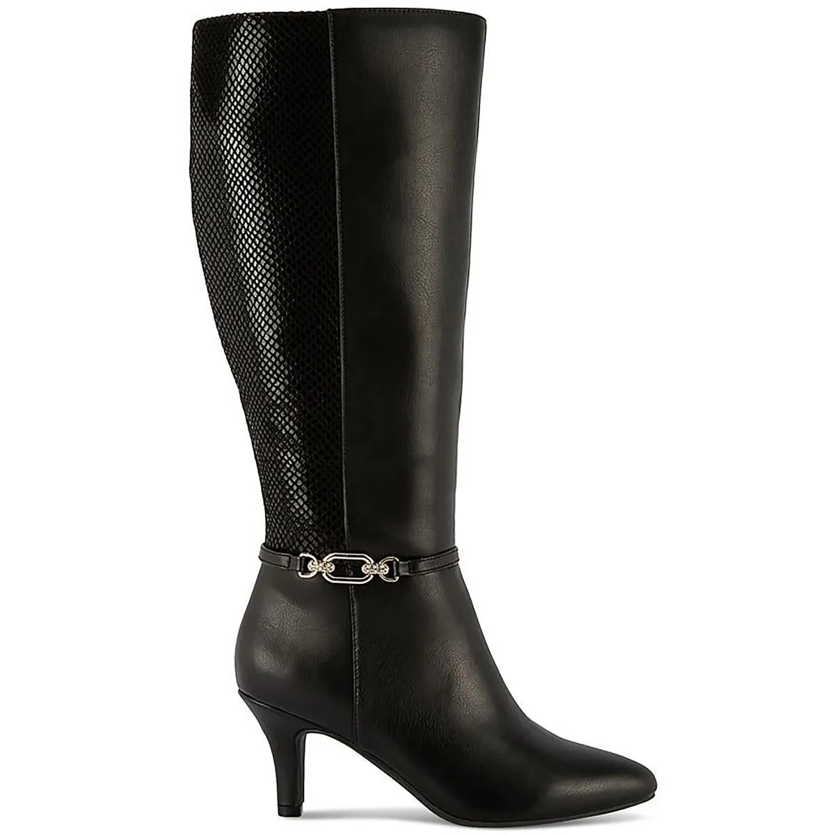 Freylyn Womens Faux Leather Snake Print Knee-High Boots