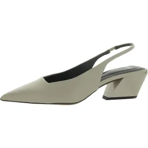 Gena Womens Leather Pointed Toe Slingback Heels