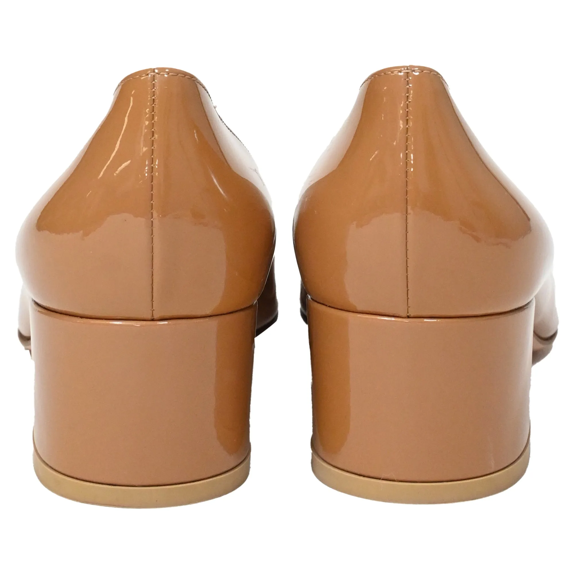 Gianvito Rossi Cap Toe Pumps in Brown and Black Patent Leather