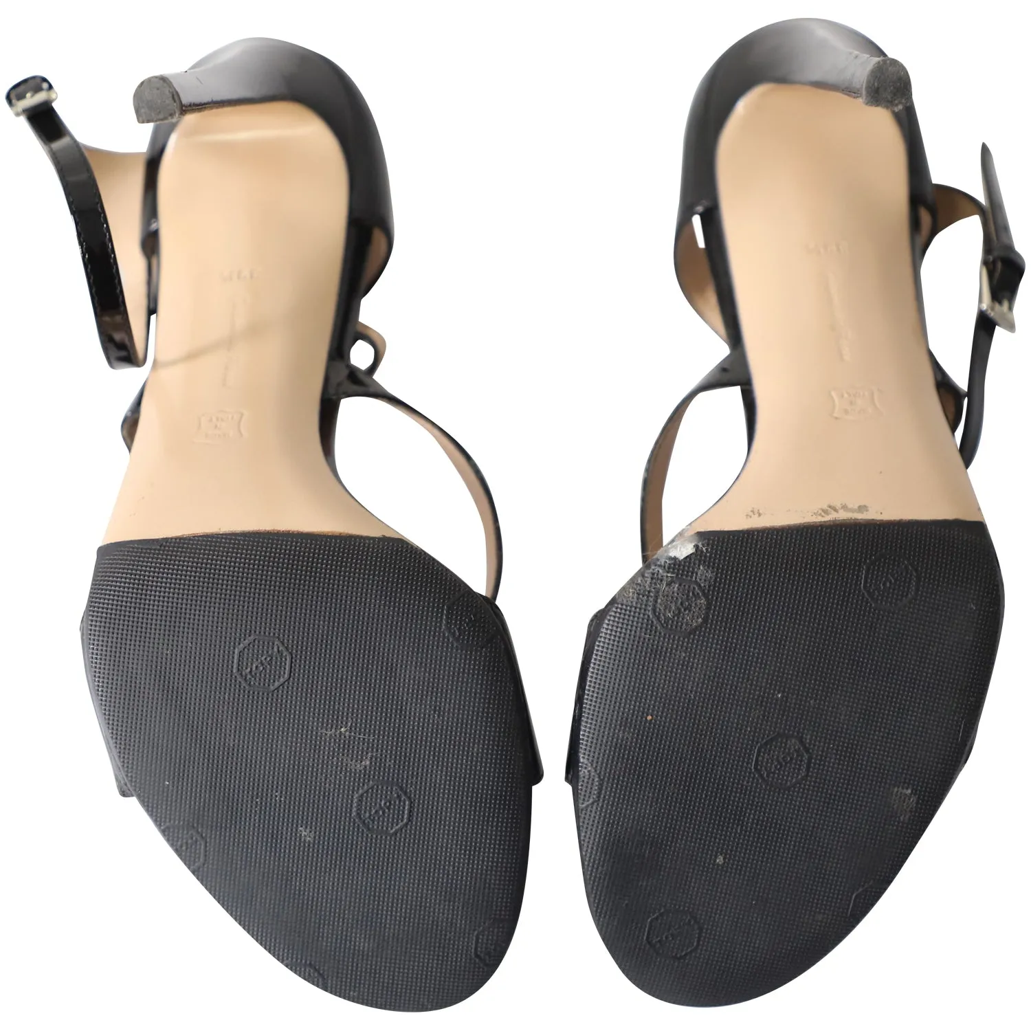 Gianvito Rossi Carey Triple Strap Sandals in Black Patent Leather