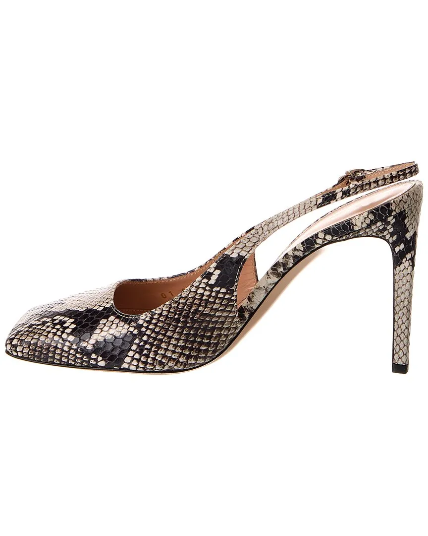 Gianvito Rossi Christina Snake-Embossed Leather Slingback Pump