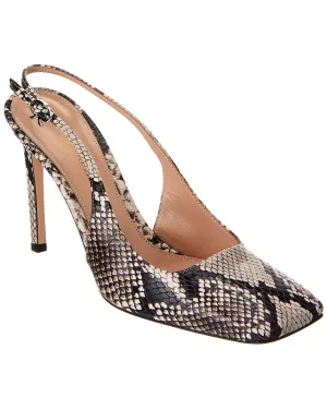 Gianvito Rossi Christina Snake-Embossed Leather Slingback Pump