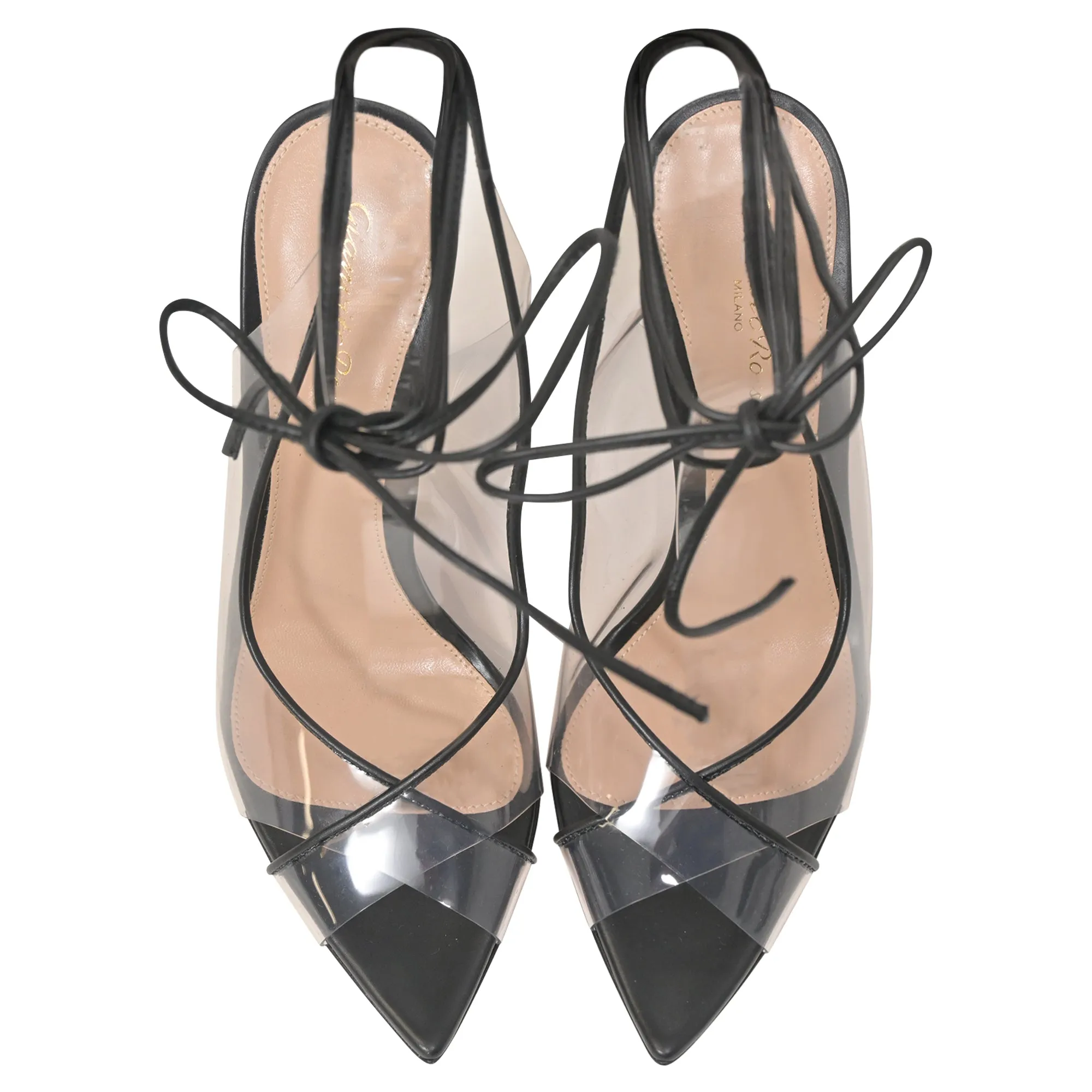 Gianvito Rossi Denise Plexi Heels in Black Leather