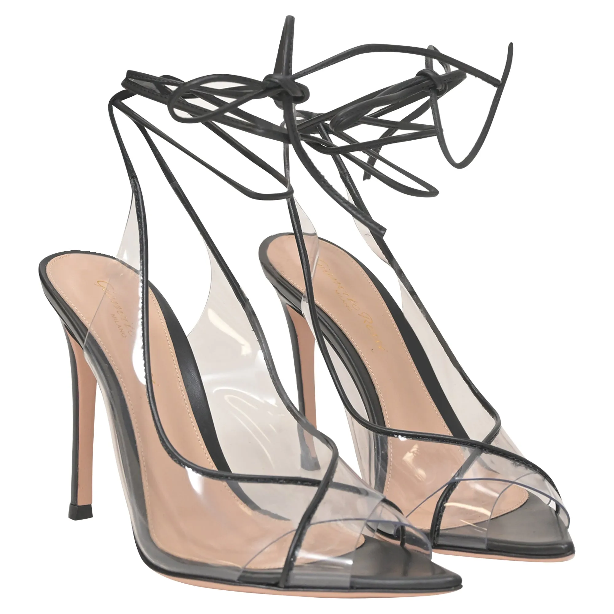 Gianvito Rossi Denise Plexi Heels in Black Leather