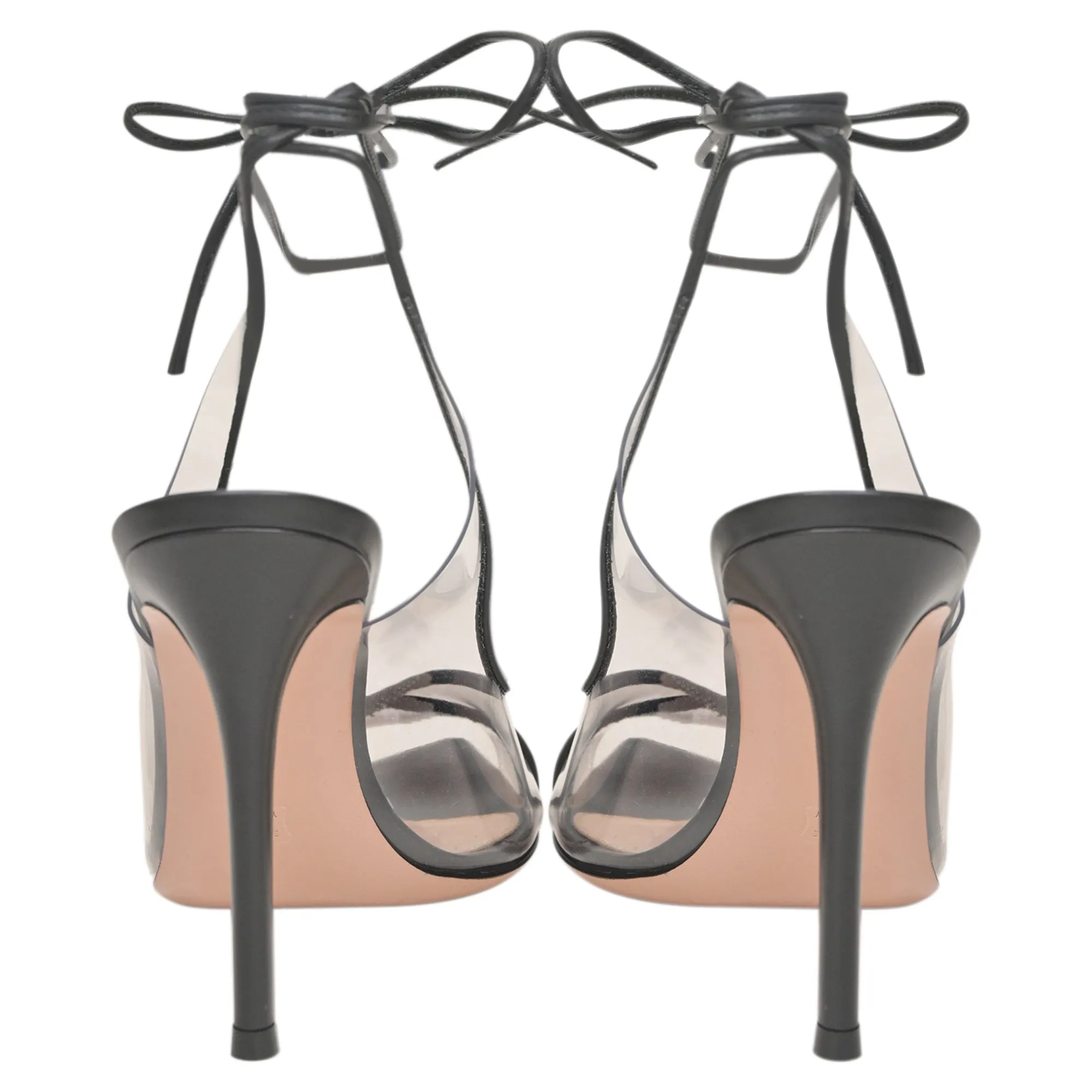 Gianvito Rossi Denise Plexi Heels in Black Leather