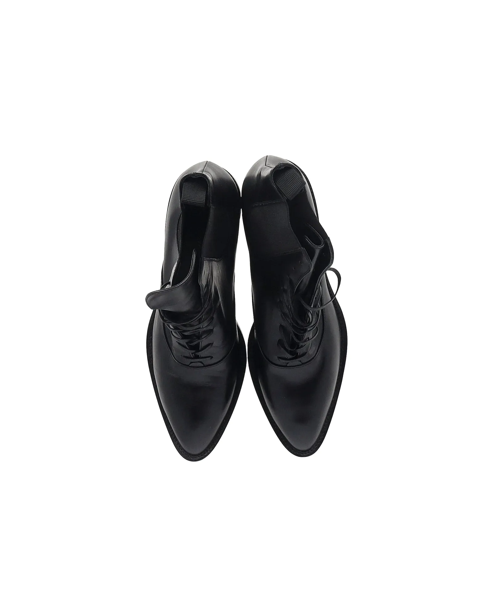 Gianvito Rossi Dresda Lace-Up Ankle Boots in Black Calfskin Leather