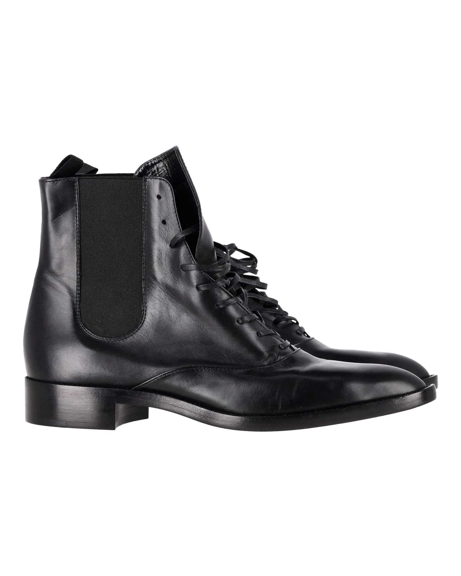 Gianvito Rossi Dresda Lace-Up Ankle Boots in Black Calfskin Leather