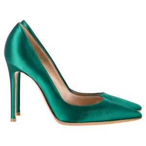 Gianvito Rossi Gianvito Pointed Pumps in Green Satin