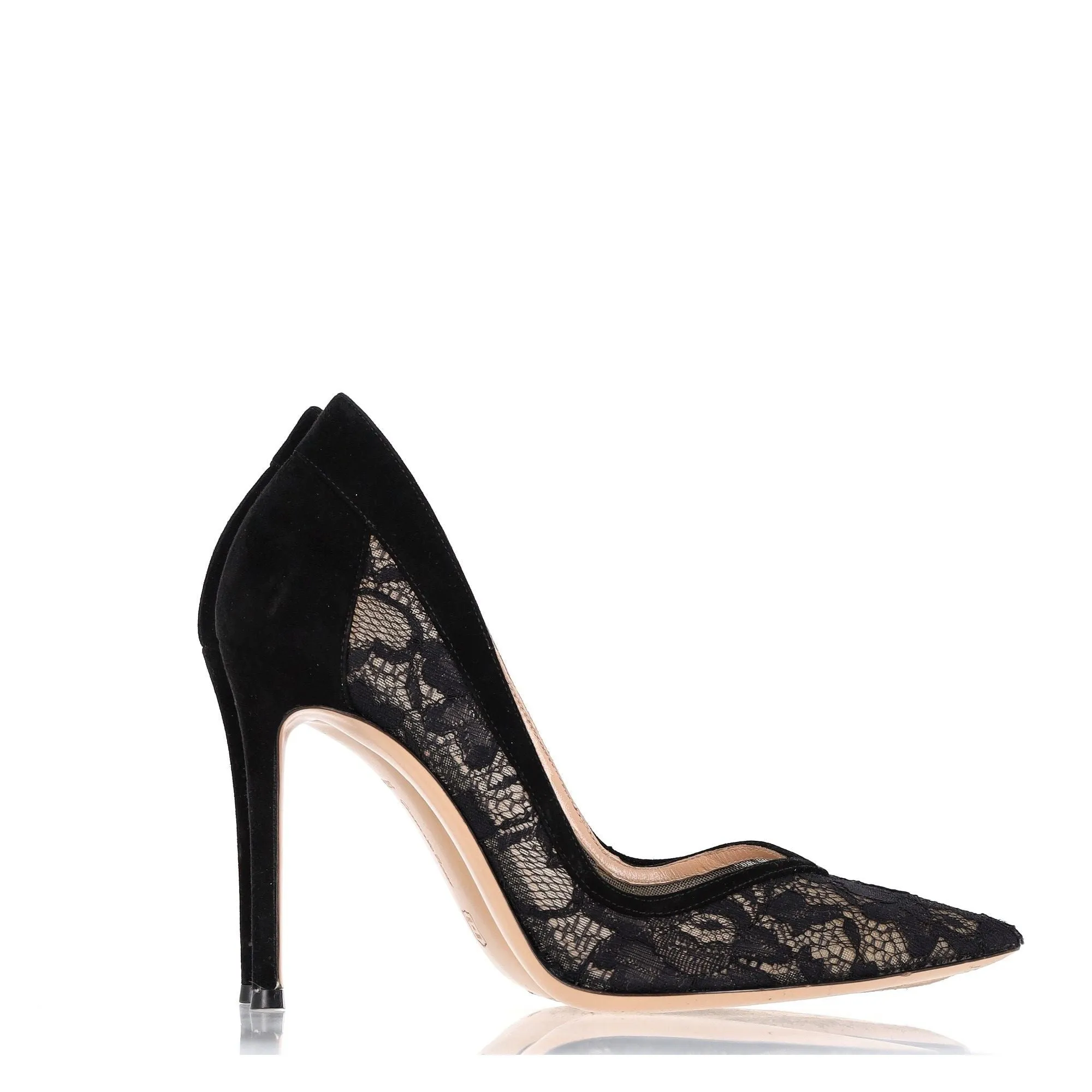 Gianvito Rossi Lace Pumps in Black Suede