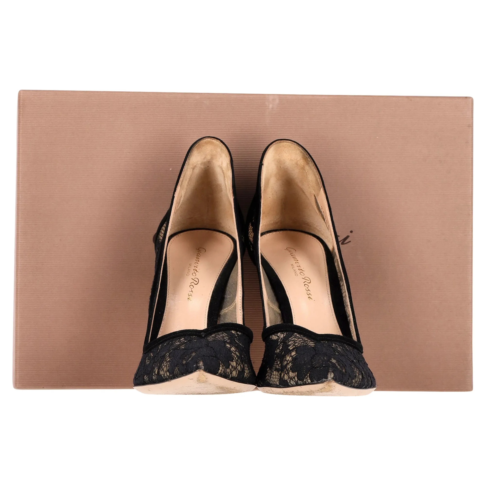 Gianvito Rossi Lace Pumps in Black Suede