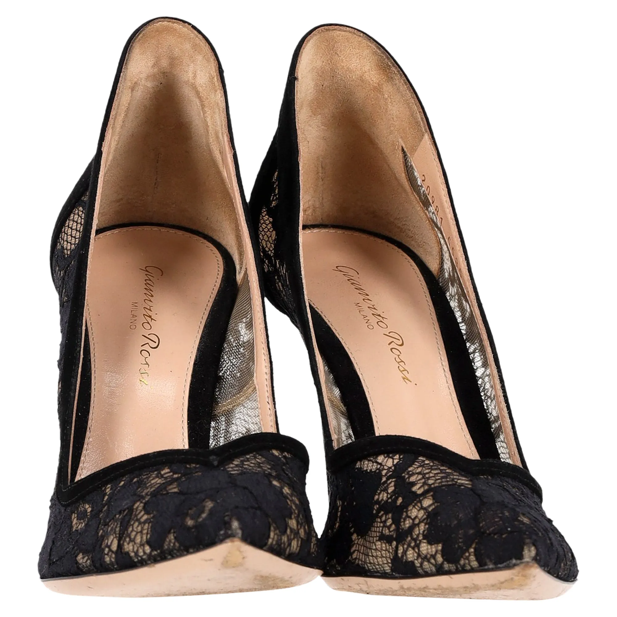 Gianvito Rossi Lace Pumps in Black Suede